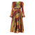Long Silk Dress in Multicolored Patch - Multicolor
