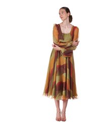 Long Silk Dress in Multicolored Patch