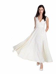Long V-Neck Linen Dress
