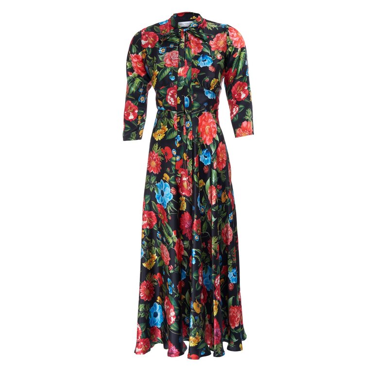 Multi Floral Silk Dress - Multi