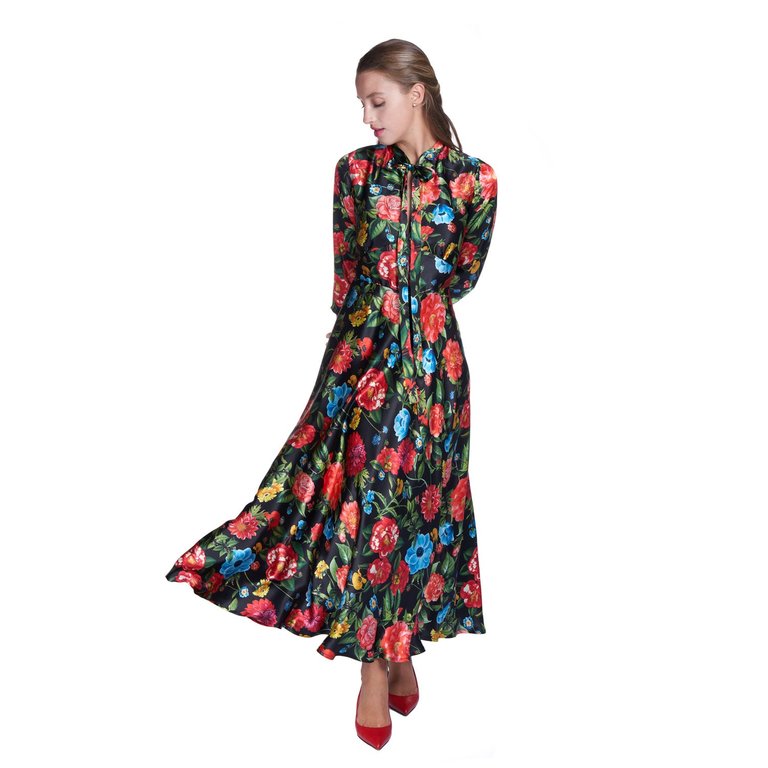 Multi Floral Silk Dress