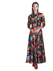 Multi Floral Silk Dress