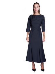 Pinstripe Wool Midi Dress