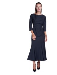 Pinstripe Wool Midi Dress