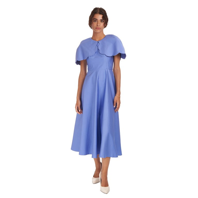 Satin Capelet Dress - Blue
