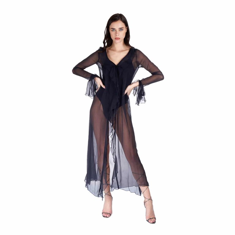Semi-Transparent Silk Caftan Dress