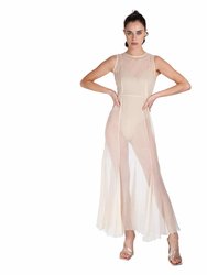Silk Crepon Transparent Dress In Nude - Nude