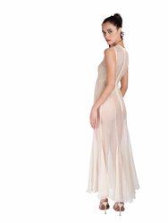 Silk Crepon Transparent Dress In Nude