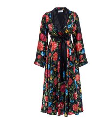 Silk Dressing Gown With Floral Motif - Multi