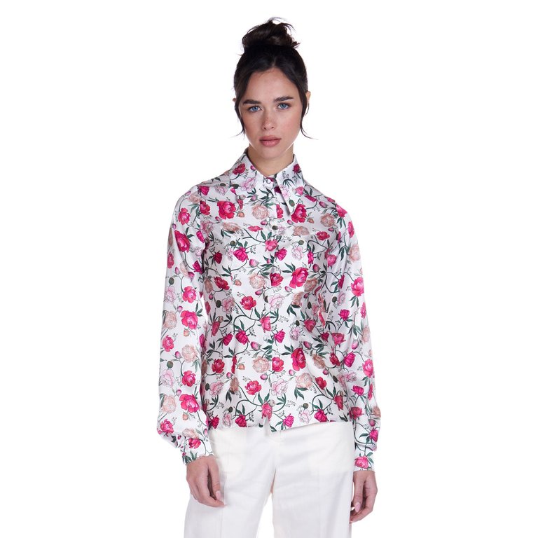 Silk Shirt In Peony Print