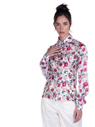 Silk Shirt In Peony Print