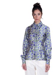 Silk Shirt in Purple Botanica Print