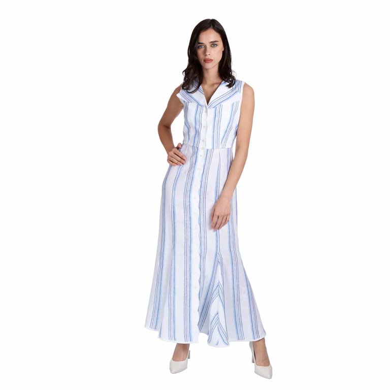 Sleeveless Linen Dress - Multicolour