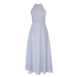 Striped Cotton Dress - Blue