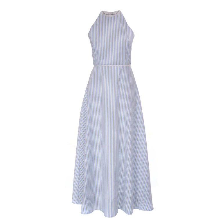 Striped Cotton Dress - Blue