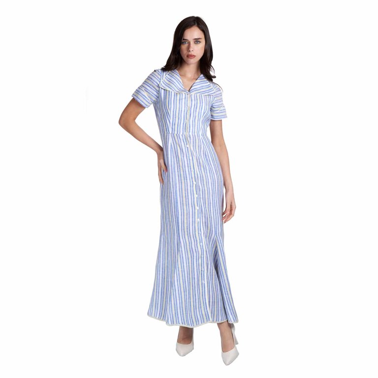 Striped Linen Dress - Multicolour