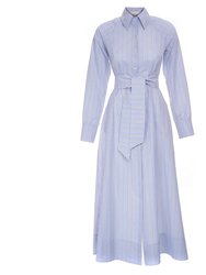 Striped Shirt Dress - Blue