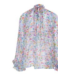 Watercolor Print Chiffon Blouse