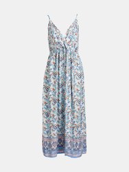 Adalee Blue Dress with Printed Flowers