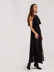 Addyson Black Long Dress with Detailed Fabric