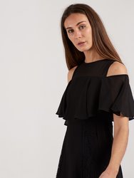 Addyson Black Long Dress with Detailed Fabric