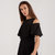 Addyson Black Long Dress with Detailed Fabric