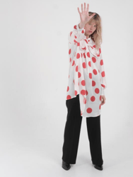 Artemis White Blouse With Printed Red Circles