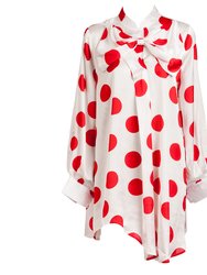 Artemis White Blouse With Printed Red Circles