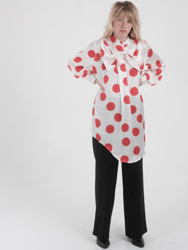 Artemis White Blouse With Printed Red Circles - White