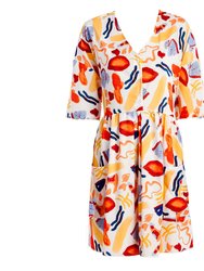 Ashlyn Midi Dress With Printed Figures