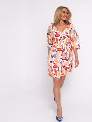 Ashlyn Midi Dress With Printed Figures - Multicolor