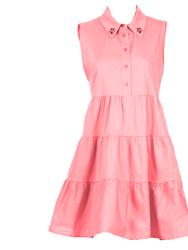 Jemma Pink Dress With Collar And Buttons