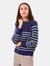 Mivia Dark Blue Sweater With White Lines