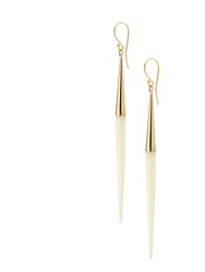 Capped Quill Dangle Earrings - Gold Plated/White