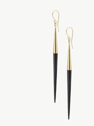 Capped Quill Dangle Earrings - Gold Plated/Black