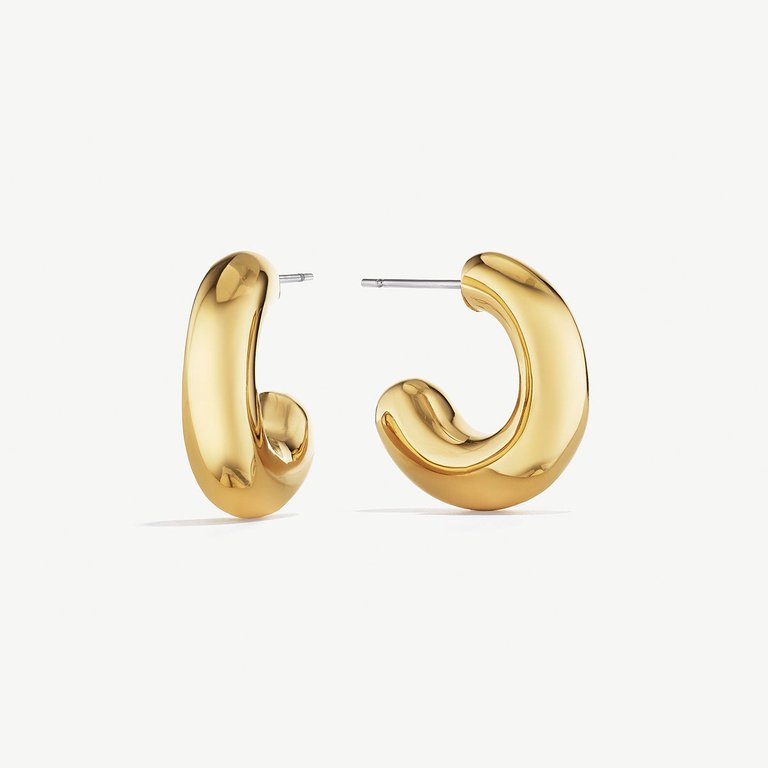 Chunky Dash Hoops - 24K Gold Plated