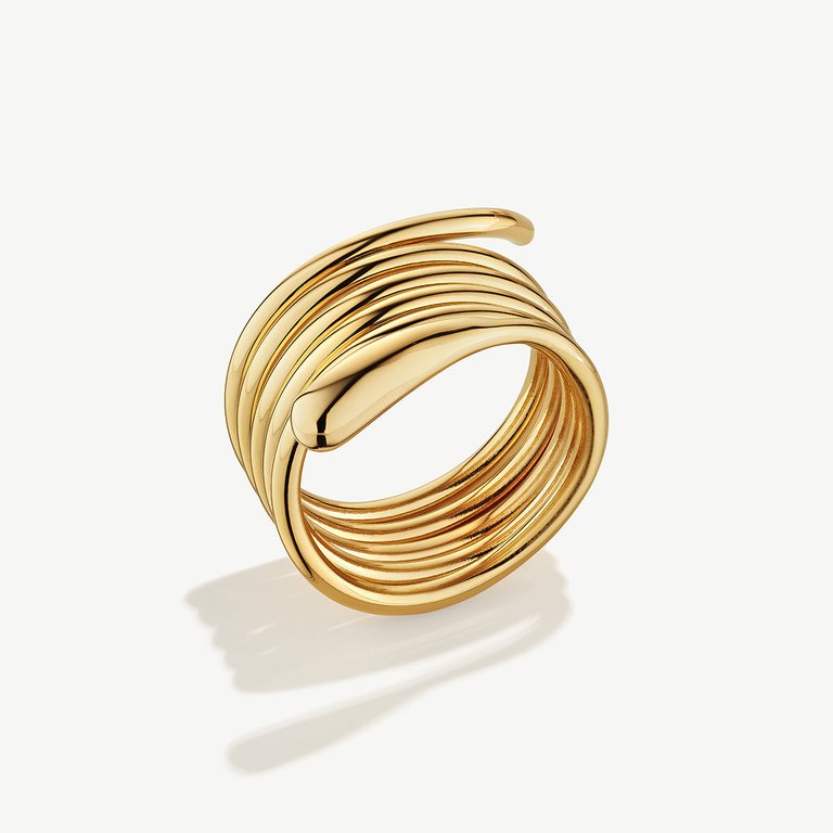 Dash Coil Ring - 24K Gold Plated