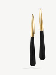 Horn Pia Threader Earrings - Gold Plated/Black