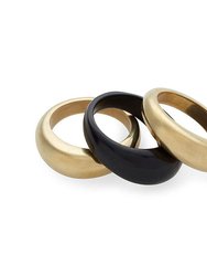 Mixed Material Fanned Ring Stack - Gold Plated/Black