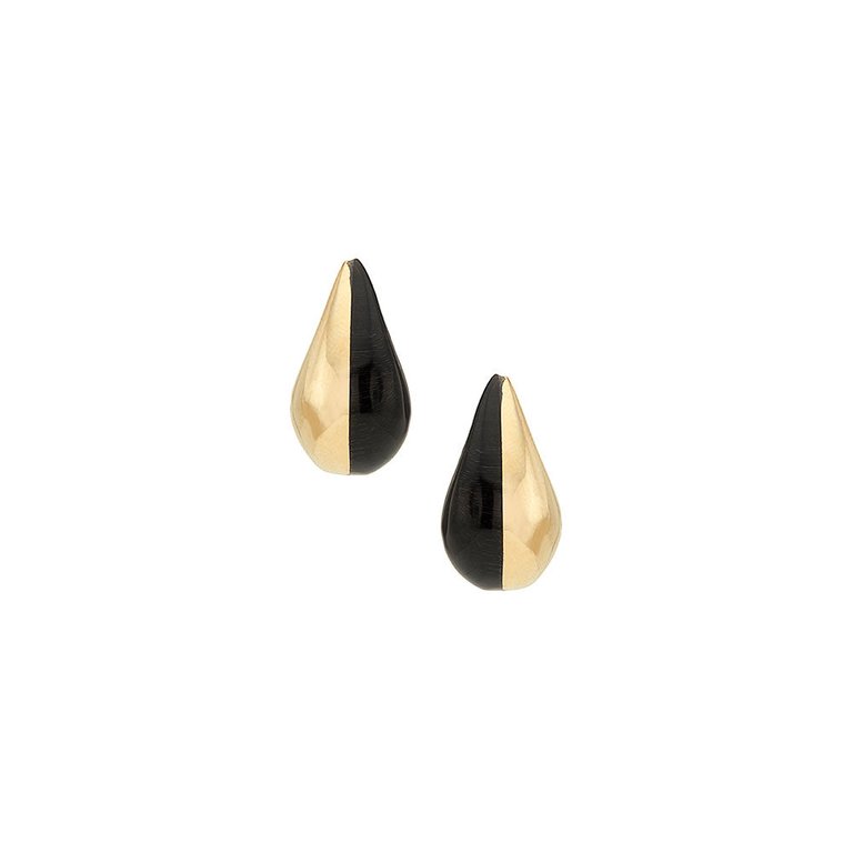 Nene Teardrop Stud Earrings - Brass/Black