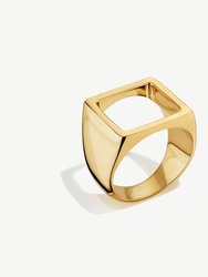 Open Square Statement Ring - Gold Plated