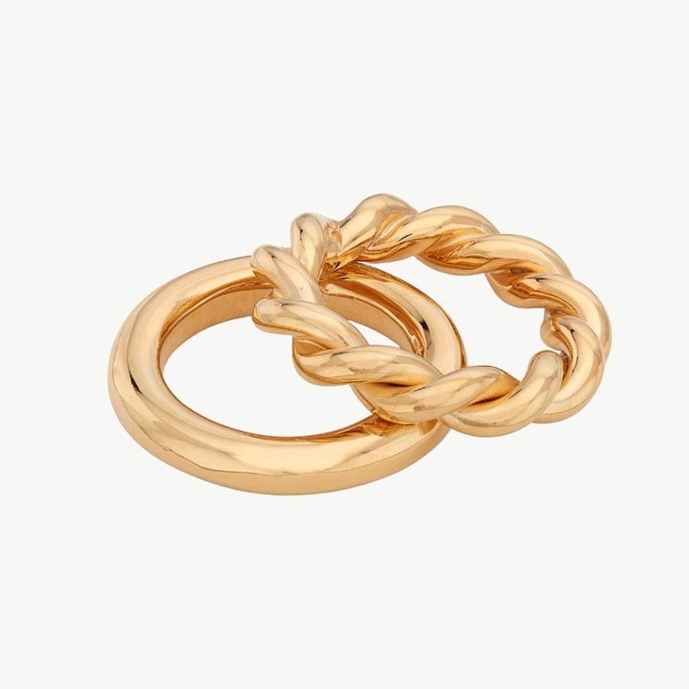 Uzi Stacking Rings - Gold Plated