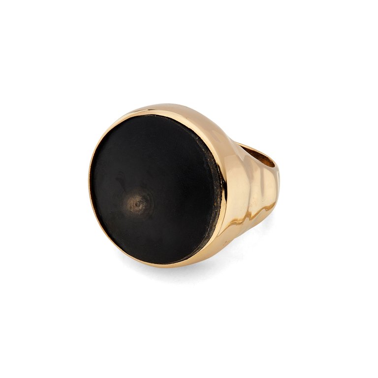 Wazi Horn Statement Ring - Gold Plated/Black