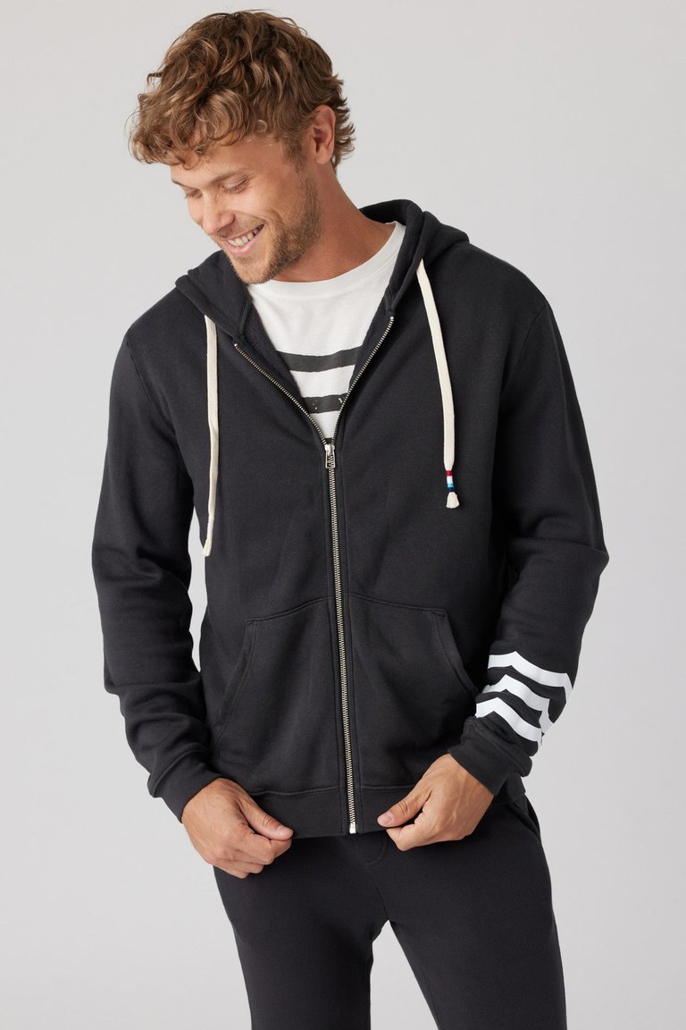 Coastal Waves Zip Hoodie - Vintage Black