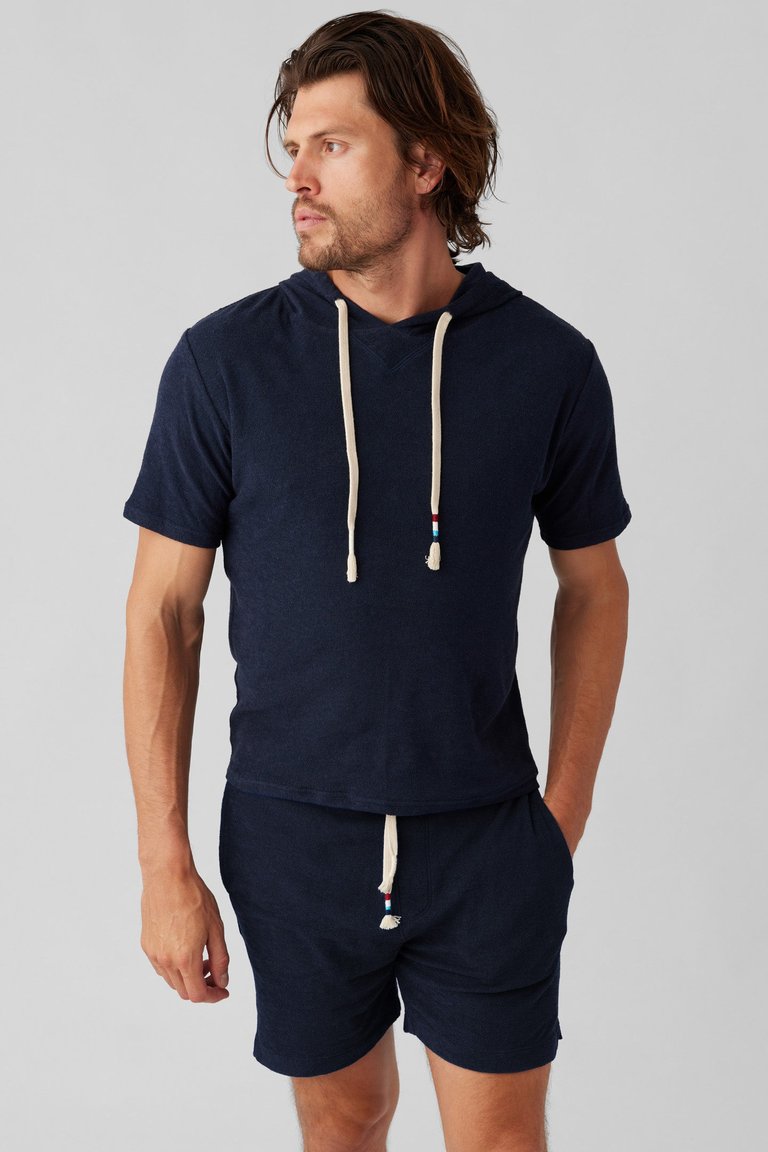 Loop Terry Short Sleeve Hoodie - Indigo