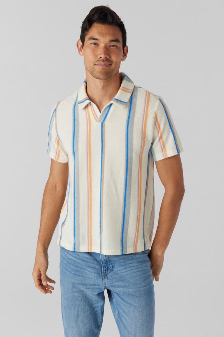 Melrose Terry Polo - Sonoma Stripe