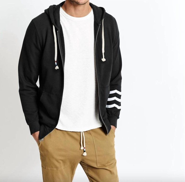 Men Zip Hoodie In Black - Black