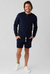 Quilted Long Sleeve Henley Pullover - Indigo