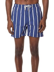 The Classic Drawstrings Swim Shorts Trunks - Bondi Slate Stripe