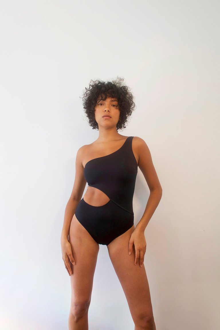 The Claudia One-Shoulder Swimsuit  - Black